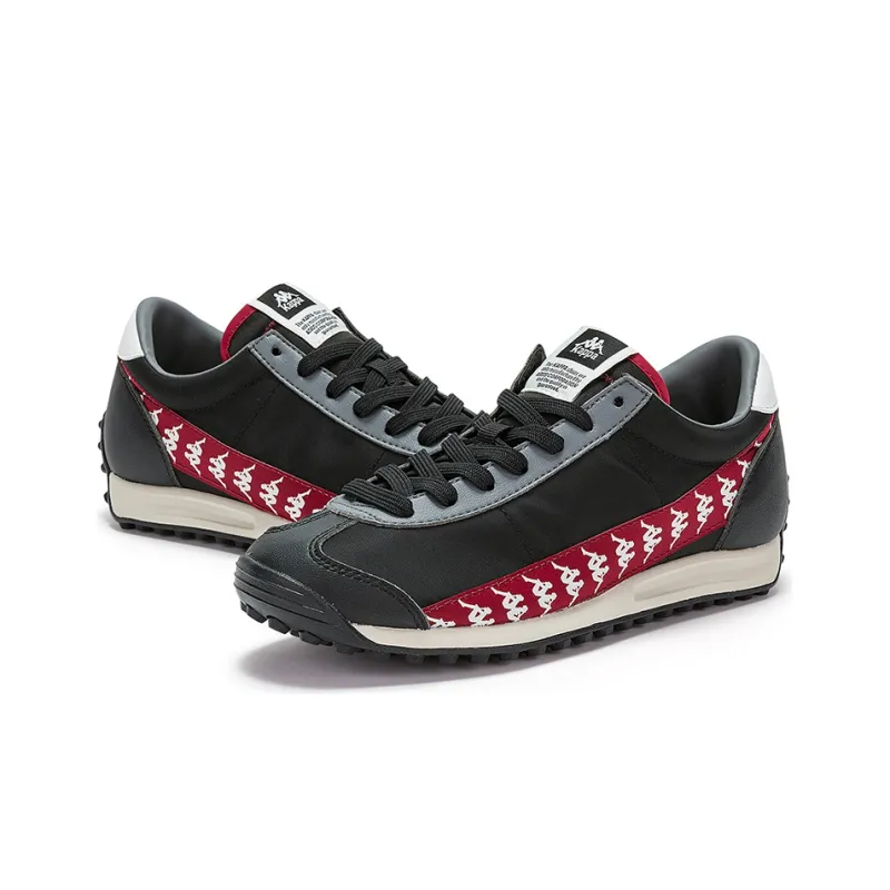 Kappa Anti Slip And Wear Resistant Lightweight Low Top Running Shoes Unisex Black Red-4