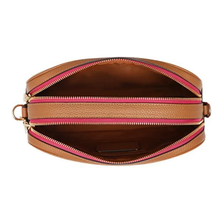 COACH Jes Fabric With Cow Leather Camera Bag Shoulder Bag Crossbody Bag Medium Size Women's Beige & Brown-2