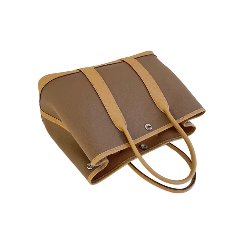 HERMES Garden Party Canvas With Leather Canvas Bag Garden Bag Handbag 30 Unisex Elephant Gray/Cookie-4