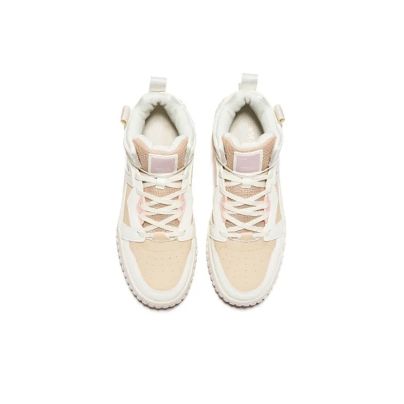 Erke High-Top Skateboard Shoes Women's White Pink-2