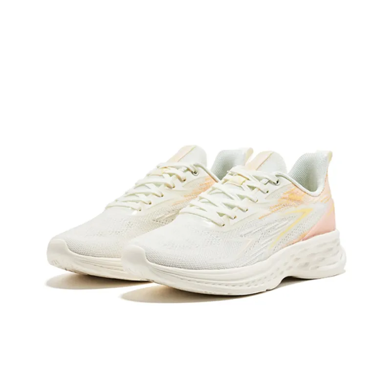 Erke Cushioned Slip-Resistant Support Low-Top Running Shoes Women's White Orange-2