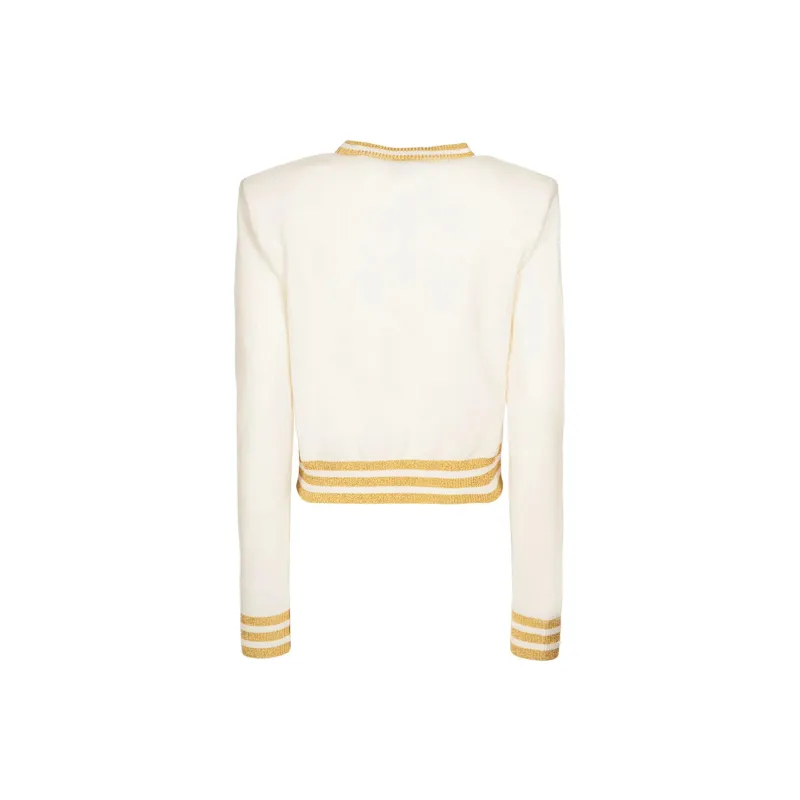 BALMAIN Logo intarsia Cropped Jumper-1