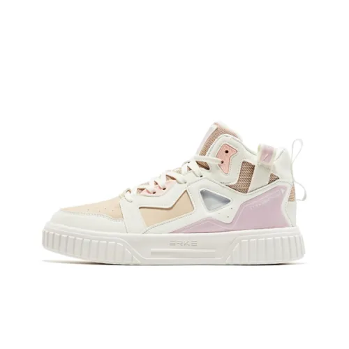 Erke High Top Skateboard Shoes Women's White Pink