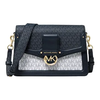 MICHAEL KORS Jessie Leather Messenger Bag Shoulder Bag Crossbody Bag Medium Size Women's Navy