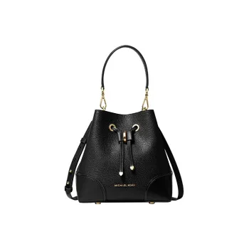 MICHAEL KORS Mercer Gallery Bucket Leather Bucket Bag Crossbody Bag Small Size Women's Black