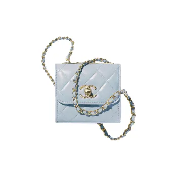 CHANEL Trendy Cc Sheepskin Metal Crossbody Bag Mini Women's Blue