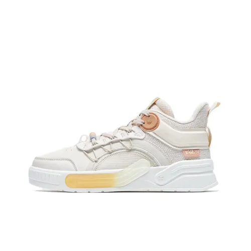 XTEP Reverse War 3.0 Wear Resistant Mid Top Skateboard Shoes Women's Ivory Pink