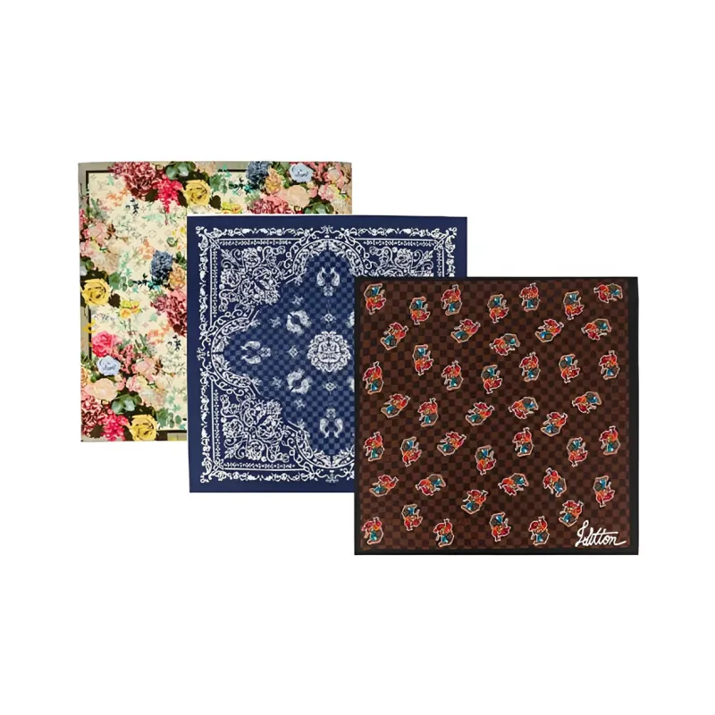 LOUIS VUITTON Silk Scarf Unisex Multicolor/Blue/Brown-1