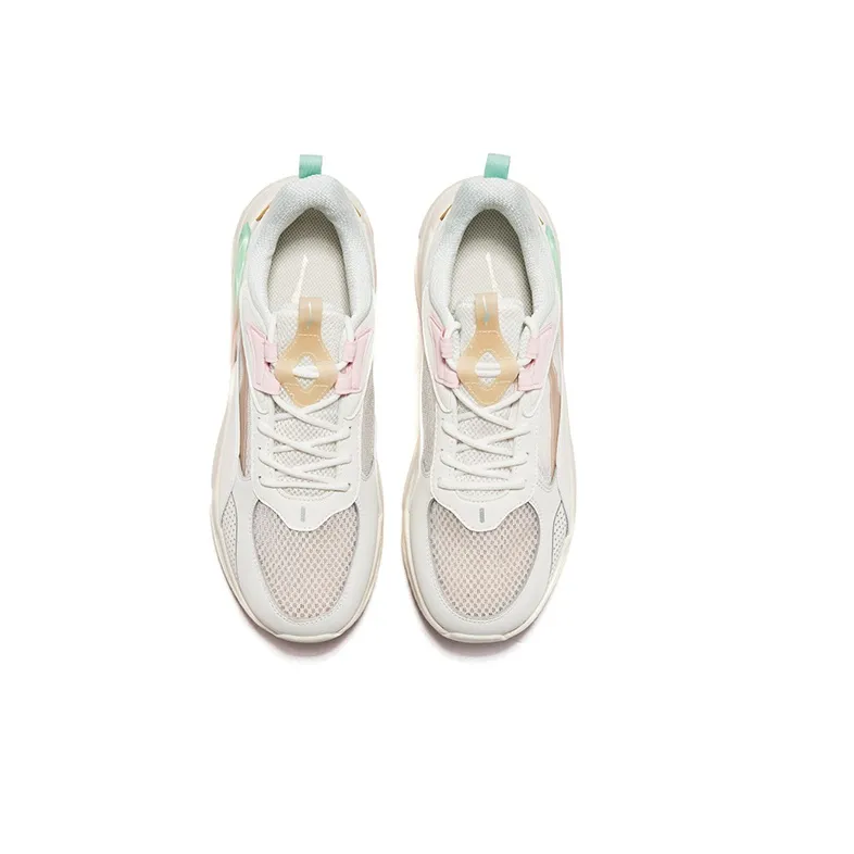 Erke Casual Shoes Women's Low Top Ivory White/Birch Wood-2