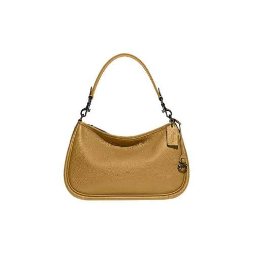 COACH Cary Pebbled Leather Shoulder Bag Handbag Shoulder Bag Crossbody Bag Large Size Women's Earth Yellow