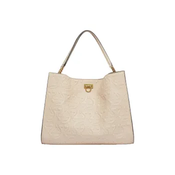 FERRAGAMO Trifolio Soft Calfskin Combo Bag Tote Bag Shopping Bag Handbag Shoulder Bag Women's Ecru