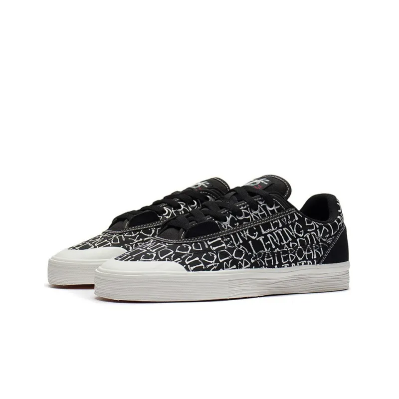 LiNing 50/50 Anti Slip And Wear Resistant Lightweight Low Top Skateboard Shoes Men's Black White-2