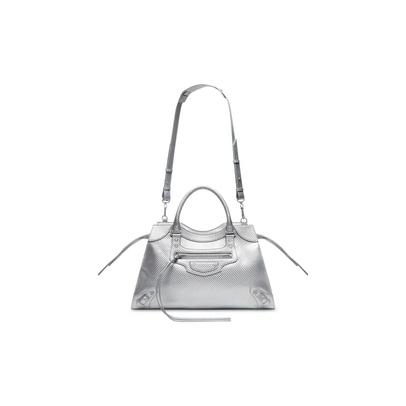 Balenciaga Neo Classic Polyurethane Shoulder Bag, Crossbody Bag, Handbag Medium Size Men's Silver-5