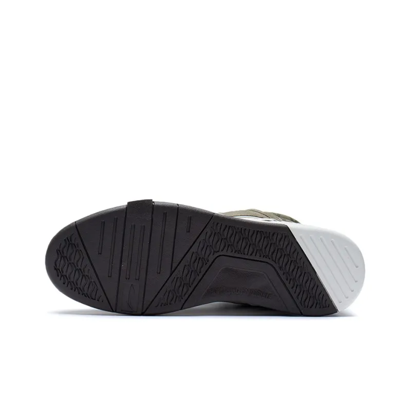 LiNing Wave Mid Abrasion Resistant Breathable Mid Top Skateboard Shoes Men's White Gray Green-4