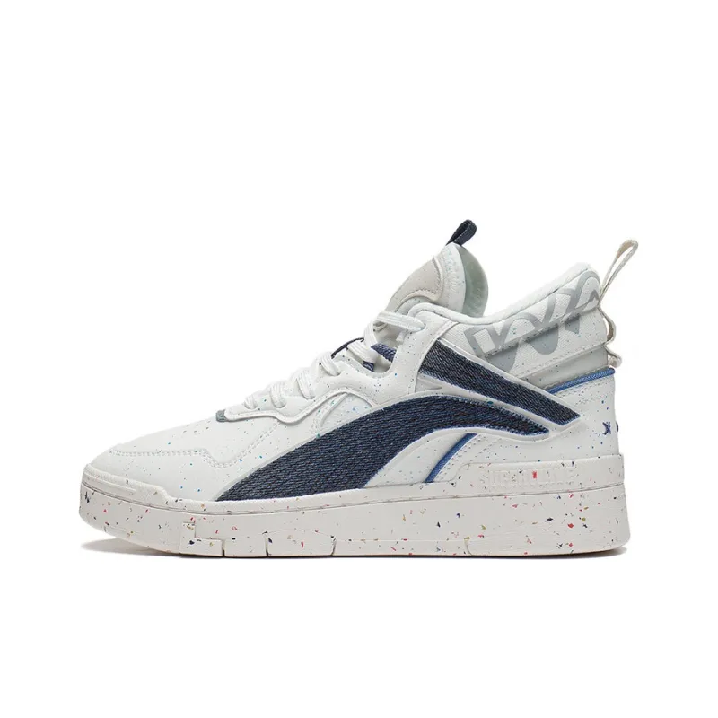 LiNing Wave Mid-Top Skateboard Shoes Women's Snow White-0