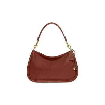 COACH Cary Pebble Cow Leather Handbag, Crossbody Bag, Shoulder Bag Large Size Women's Red Brown