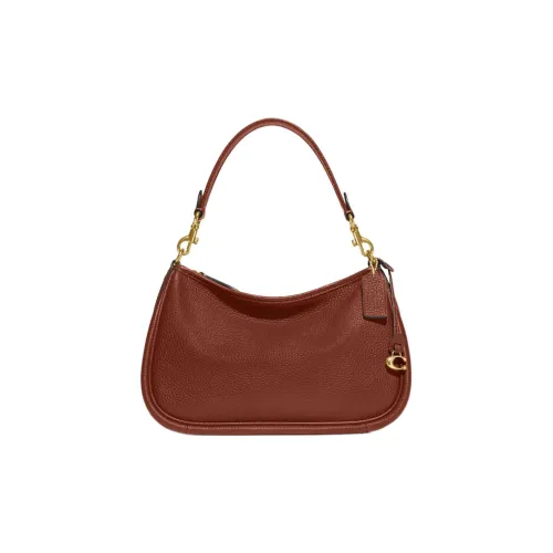 COACH Cary Pebble Cow Leather Handbag, Crossbody Bag, Shoulder Bag Large Size Women's Red Brown