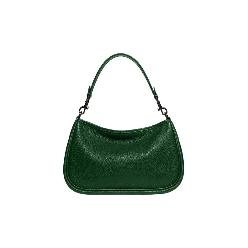 COACH Cary Pebbled Leather Shoulder Bag, Handbag, Shoulder Bag Women's Deep Pine Green-2
