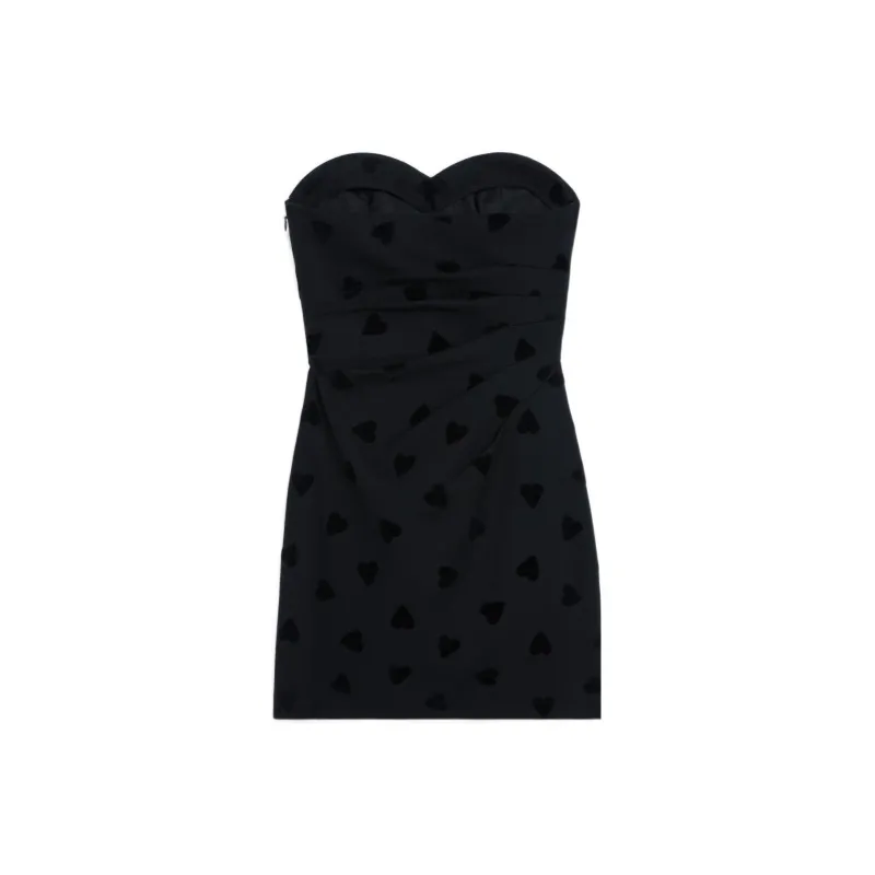 CELINE All Over Heart Patterned Strapless Dress-1