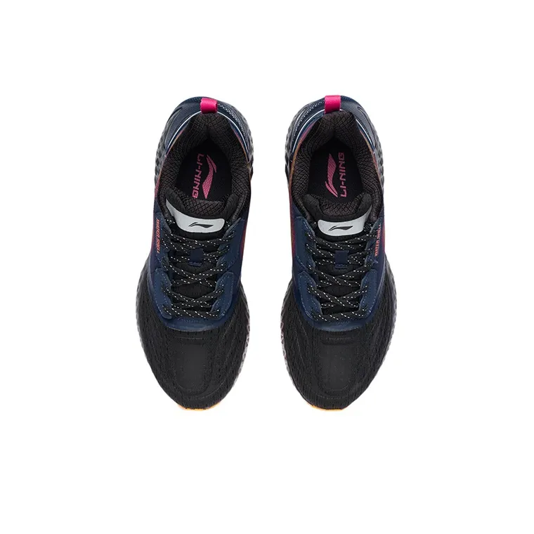 LINING Casual Shoes Women's Low Top Black/Guangdong Blue/Fluorescent Princess Red-3