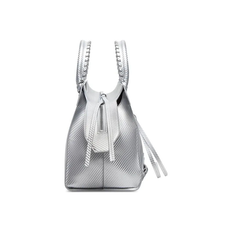 Balenciaga Neo Classic Polyurethane Shoulder Bag, Crossbody Bag, Handbag Medium Size Men's Silver-2