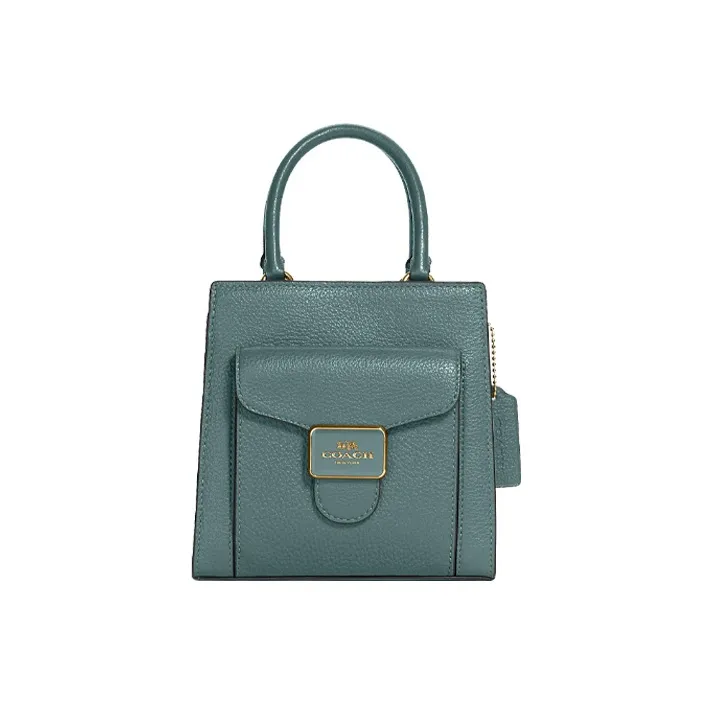 COACH Pepper Pebbled Leather Guitar Sheet Music Bag Handbag Shoulder Bag Crossbody Bag Mini Women's Ink Wash Green-0
