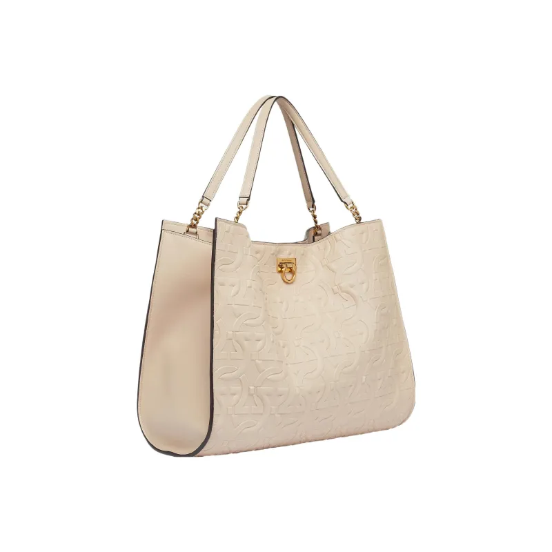 FERRAGAMO Trifolio Soft Calfskin Combo Bag Tote Bag Shopping Bag Handbag Shoulder Bag Women's Ecru-1