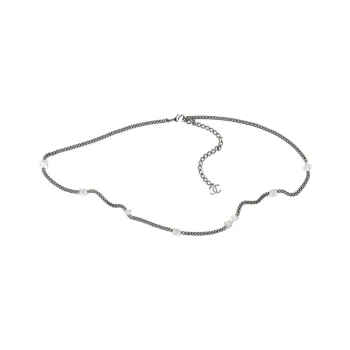 CHANEL Metal, Glass Pearl Waist Chain Women's Black