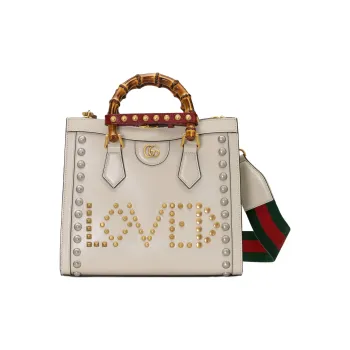 GUCCI Diana Leather Large Capacity Tote Shoulder Bag, Crossbody Bag, Handbag Trumpets Women's White