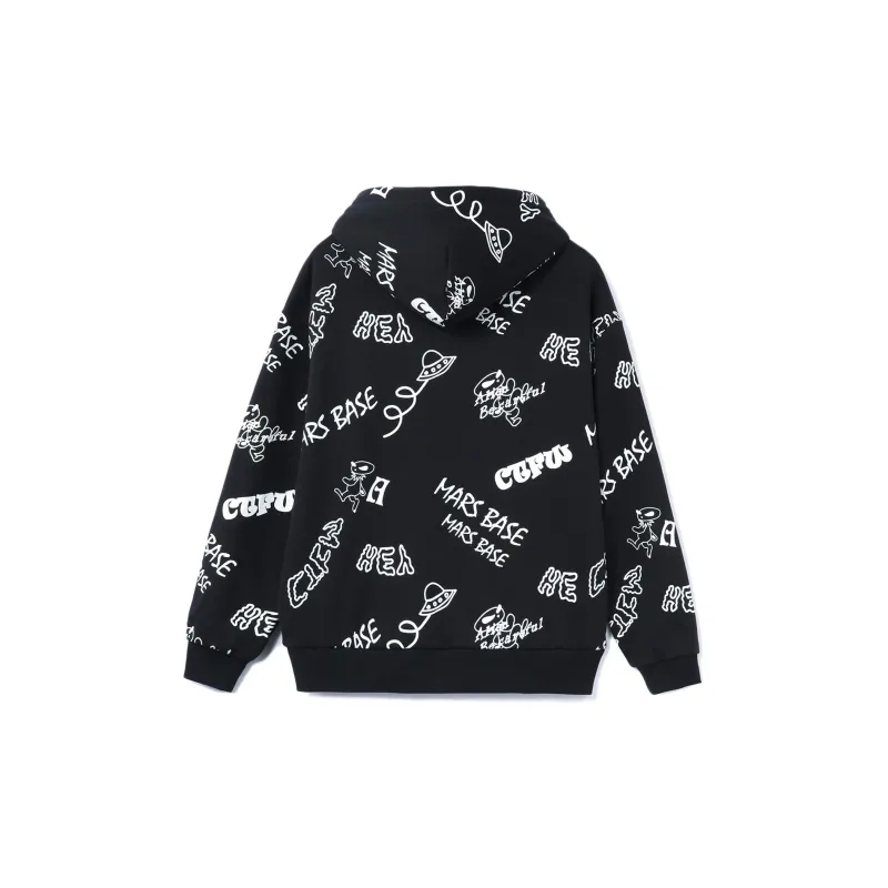 LINING CF Sweatshirts Unisex Black With White All Over Print-1