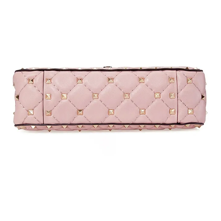 Valentino Rockstud Sheepskin Camera Bag Handbag Shoulder Bag Crossbody Bag Small Size Women's Light Pink-4
