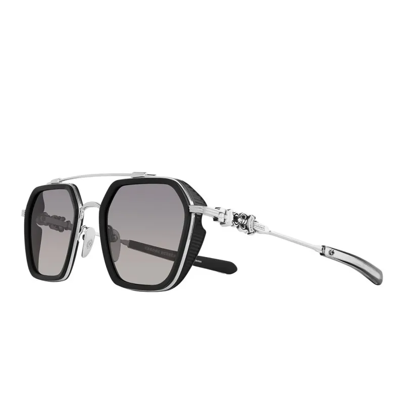 Chrome Hearts Plate And Metal Irregular Shape Sunglasses Unisex Black/Silver-0