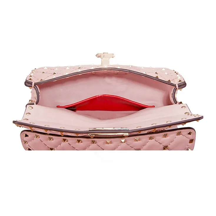 Valentino Rockstud Sheepskin Camera Bag Handbag Shoulder Bag Crossbody Bag Small Size Women's Light Pink-3