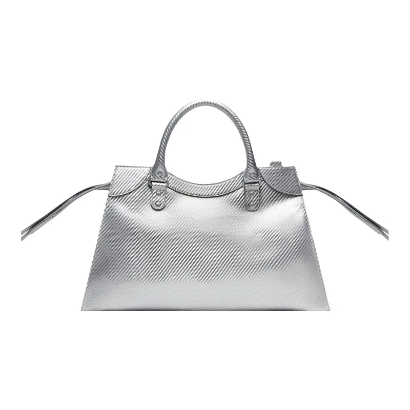 Balenciaga Neo Classic Polyurethane Shoulder Bag, Crossbody Bag, Handbag Medium Size Men's Silver-3