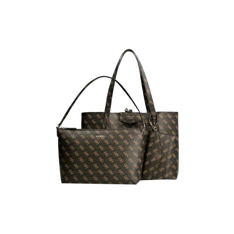 GUESS Multicolor Tote Bag Shopping Bag Combo One Shoulder Handbag Regular Women's Brown/Beige-3