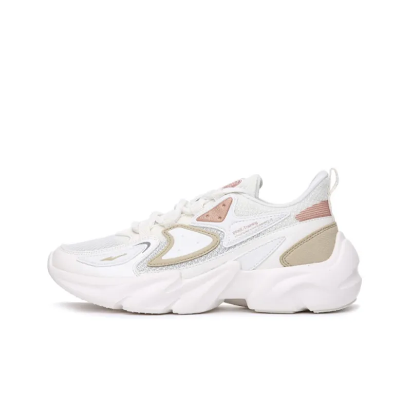 Erke Casual Shoes Women's Low Top Ivory White/Pink Gold-0