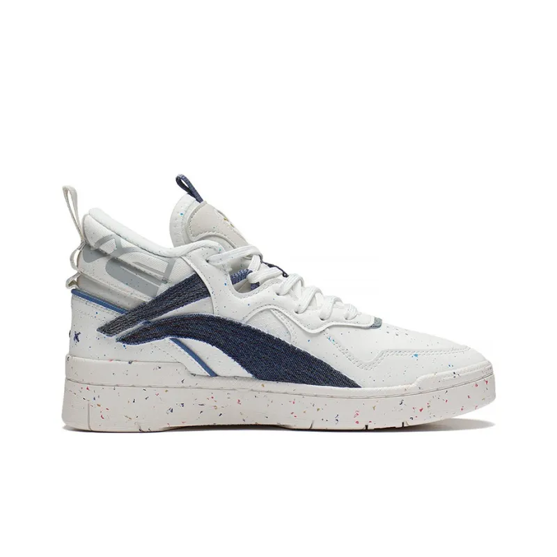 LiNing Wave Mid-Top Skateboard Shoes Women's Snow White-1