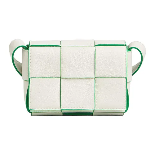 Bottega Veneta CASSETTE Sheepskin Tofu Bag, Shoulder Bag, Crossbody Bag Mini Women's White & Parrot Green