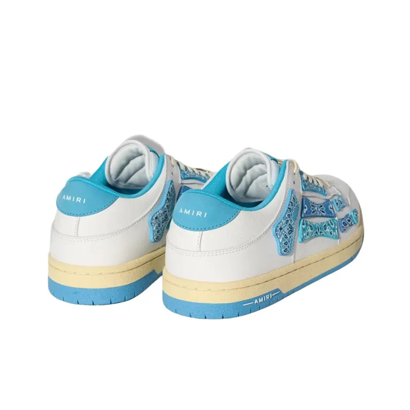 AMIRI Skel Top Low Stylish Skateboarding Shoes Men's White Blue-2