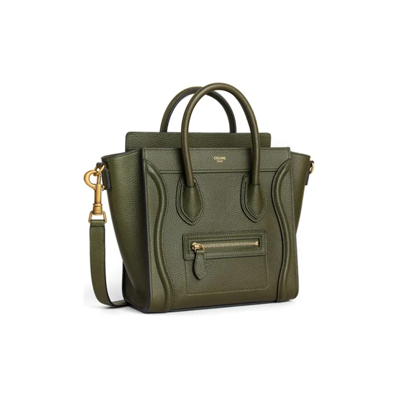 CELINE Luggage Calfskin Smile Bag Shoulder Bag Crossbody Bag Handbag Women's Olive Green-2