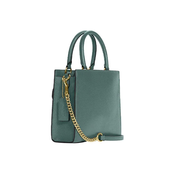 COACH Pepper Pebbled Leather Guitar Sheet Music Bag Handbag Shoulder Bag Crossbody Bag Mini Women's Ink Wash Green-1