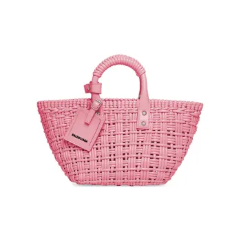 Balenciaga BISTRO Cotton Basket Bag, Shoulder Bag, Crossbody Bag, Handbag Extra Small Women's Pink