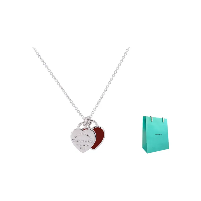 TIFFANY & CO. Return To Tiffany Collection 925 Sterling Silver Pendant Collarbone Necklace Women's Red-3