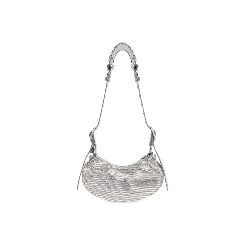 Balenciaga Le Cagole Shoulder Bag Xs Grey Suede With Rhinestones-2