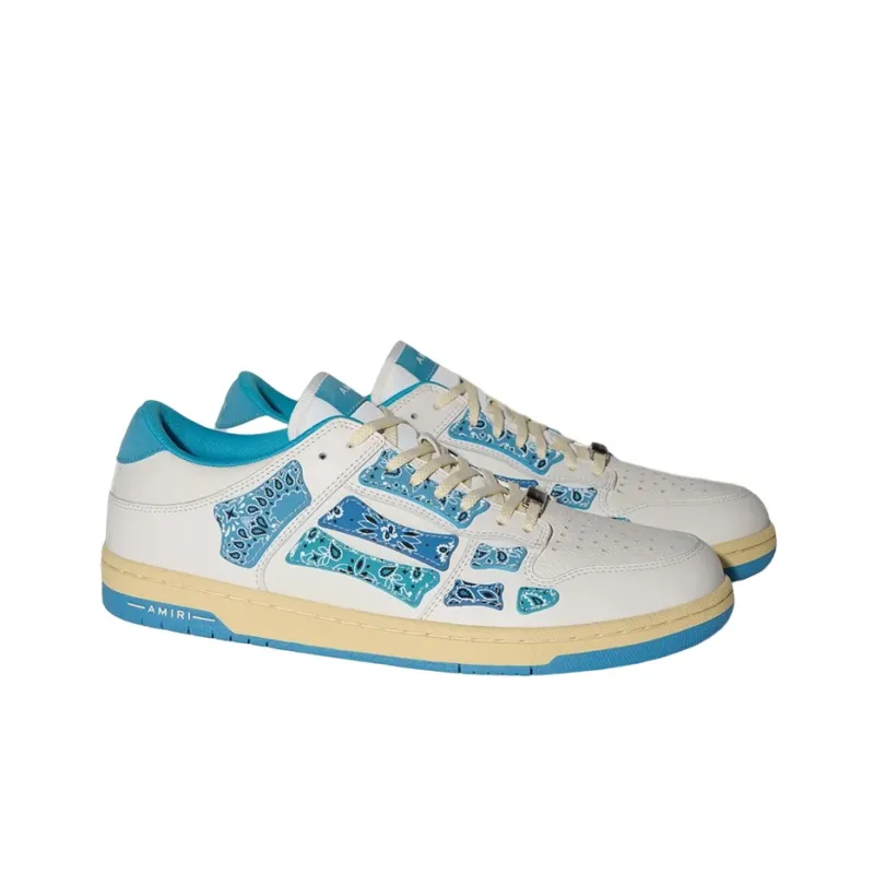 AMIRI Skel Top Low Stylish Skateboarding Shoes Men's White Blue-1