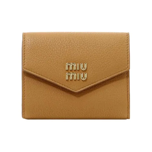 MIU MIU Leather Wallet Women's Light Brown