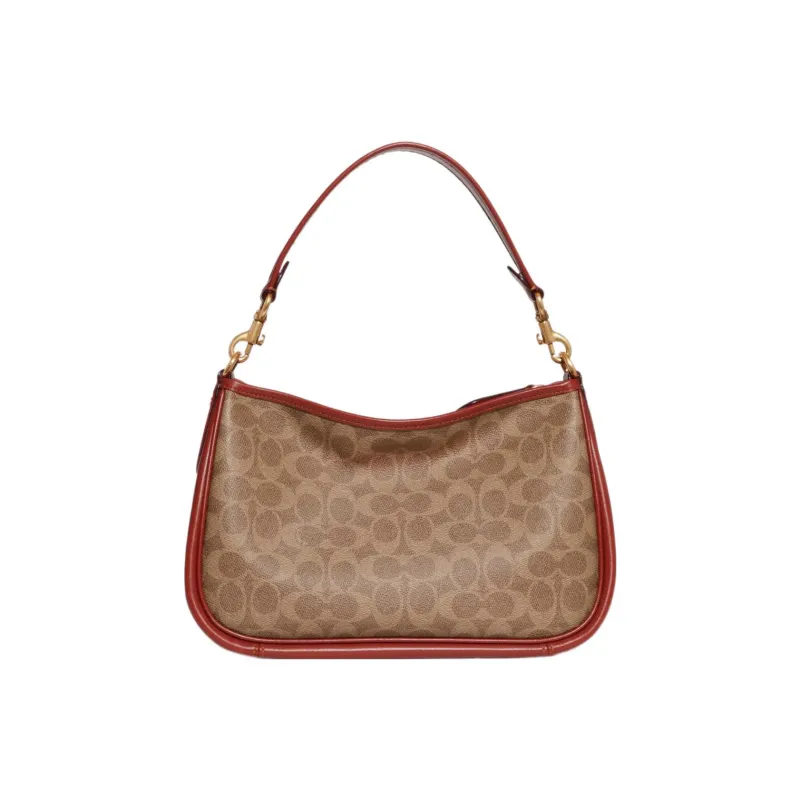COACH Cary Coated Canvas With Calfskin Handbag Shoulder Bag Crossbody Bag Large Size Women's Brown-2