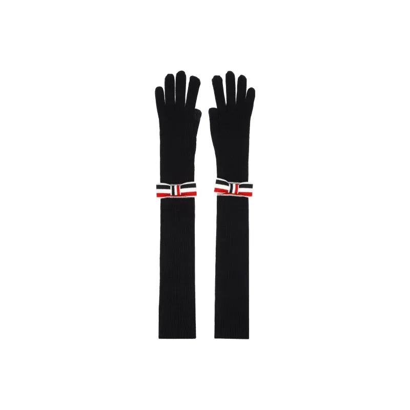 THOM BROWNE Knit Gloves Women's Blue-0