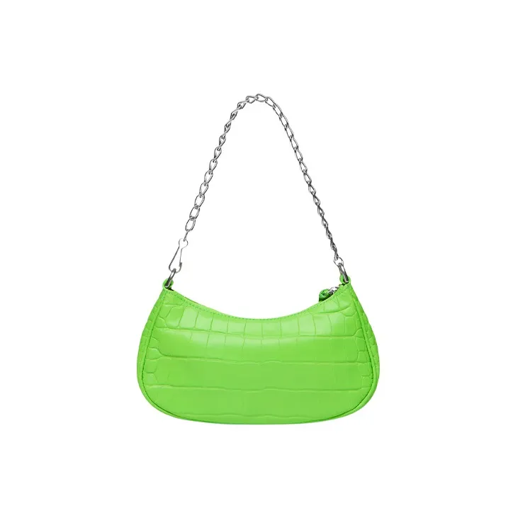 Balenciaga Women's Le Cagole Mini Bag With Chain Crocodile Embossed Bright Green-2