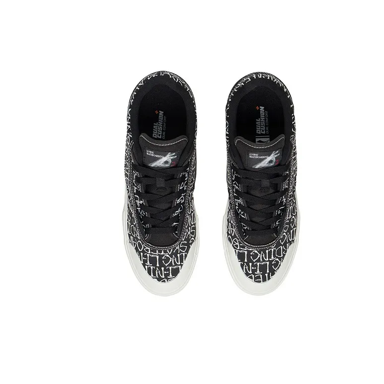 LiNing 50/50 Anti Slip And Wear Resistant Lightweight Low Top Skateboard Shoes Men's Black White-3